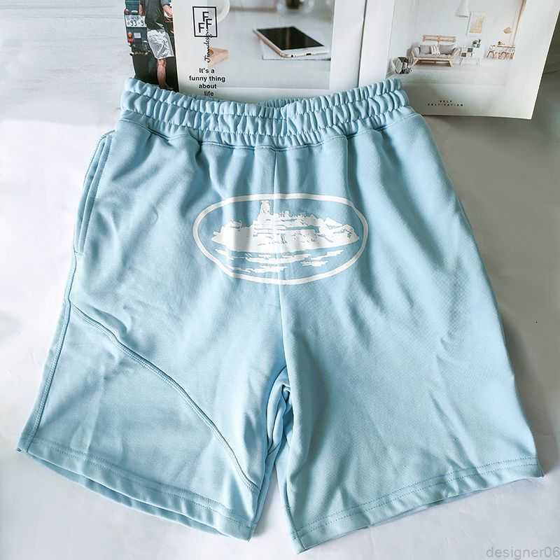 

Corteiz Men's Capris Cool and Popular Spring/Summer Fashion Trend Printing Knitted Fashion Brand Loose Cotton Pants, Sky blue