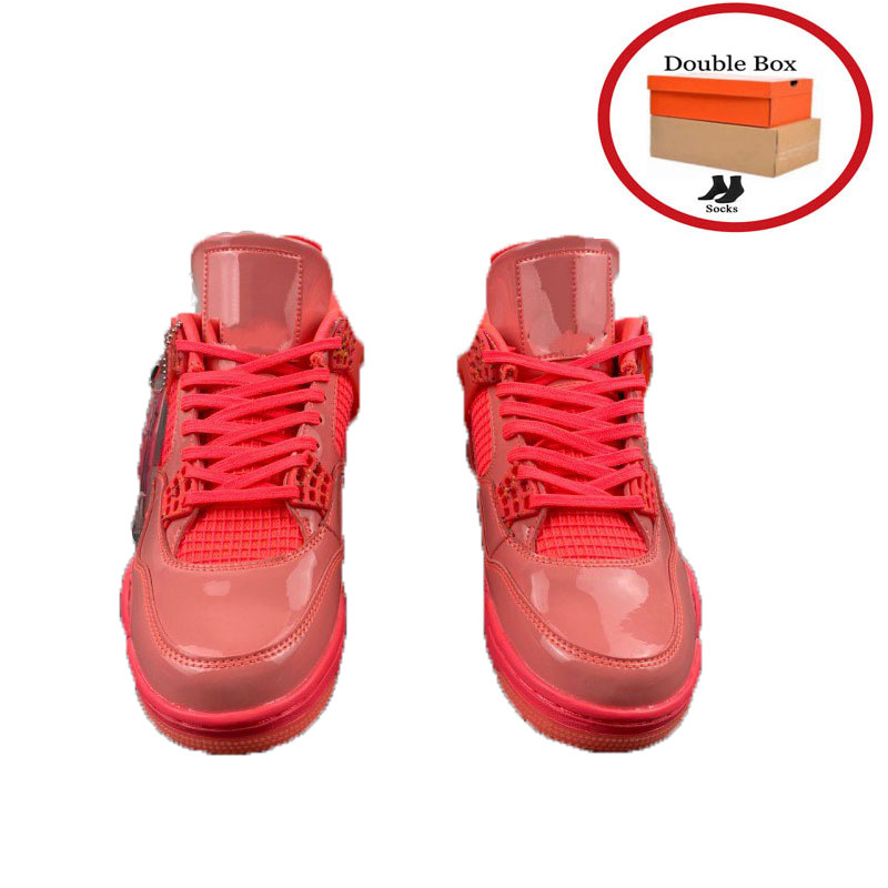 

Jumpman 4 NRG Hot Punch Men Women Red Basketball Shoes Mens Designer Sneakers Womens trainers Sports 414571-125 Double Box Biggest Size 36-48