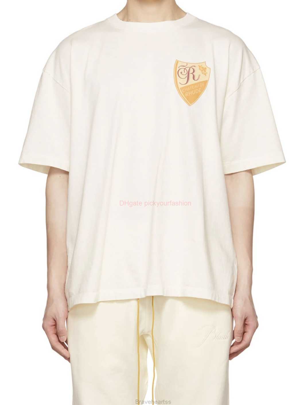 

Designer Fashion Clothing Tees Tshirt H8026 Rhude Yellow Emblem Printed Short Sleeve T-shirt Cotton Streetwear Tops Casual Sportswear Rock Hip hop for sale, White/h8026