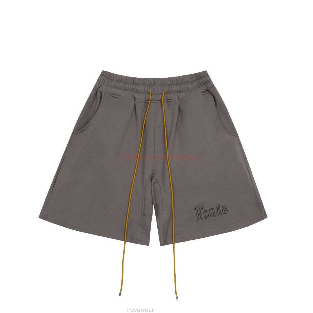 

Designer Short Fashion Casual Clothing Beach shorts Quality Rhude Mens Knitted Letter Flower Short Drawstring Capris Trendy Couple Style Joggers Sportswear Outdo, Cement