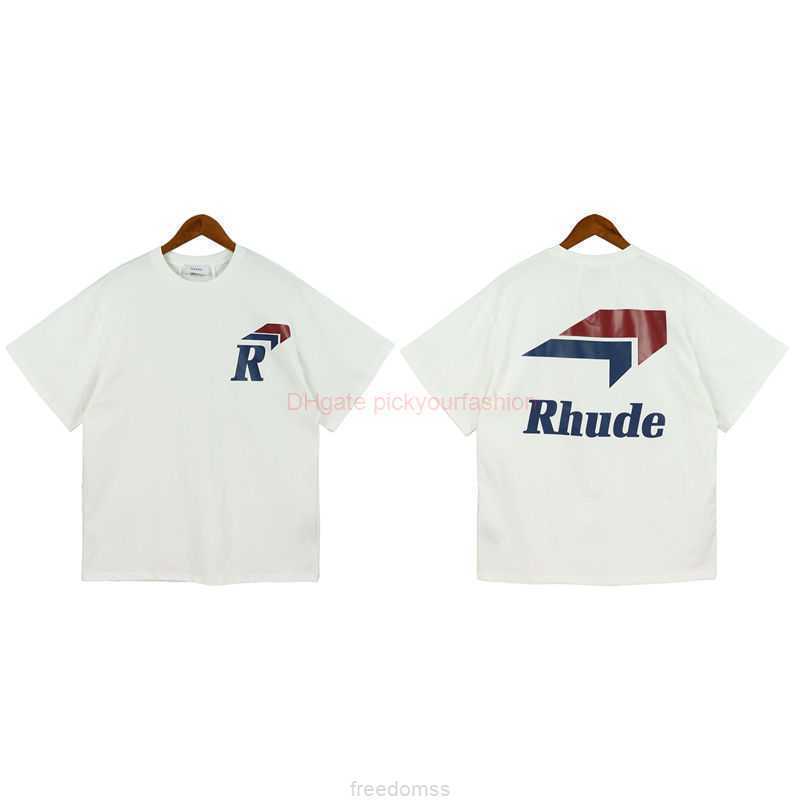

Designer Fashion Clothing Tees Tshirt American Niche Trendy Rhude High Street Oversize Loose Round Neck Short Sleeved Casual Tshirt for Both Men Women Cotton Street, White