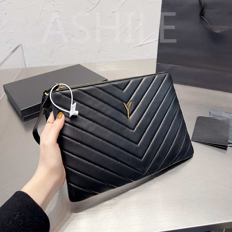 

Designer Luxury Womens Clutch Bags Handbag High Quality Sheepskin Exquisite Fashion Versatile Genuine Leather Women Bag, Black