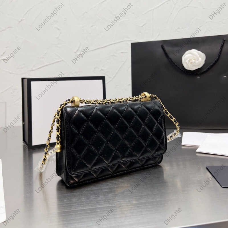 

Leisure Leather Double Small Golden Ball Rhombus Chain Bag Fashion Sheepskin 19woc Cross Shoulder Women's Bag, Apricot