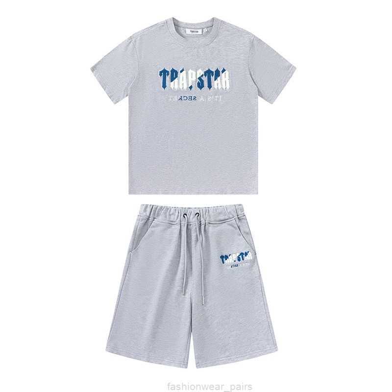 

Designer Fashion Clothing Mens Tracksuits Tees Tshirts Shirts Shorts Trapstar Blue White Towel Embroidery Loose Relaxed Summer Trend Short Sleeve Shorts Capris Se, Shipping fee