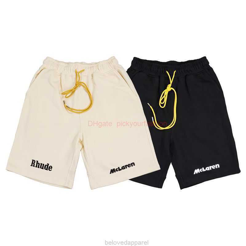 

Designer Short Fashion Casual Clothing Beach shorts Rhude Phude Shorts Summer High Street Letters Embroidered Yellow Drawstring Loose Fitting for Men Women Popula, Black oa8535