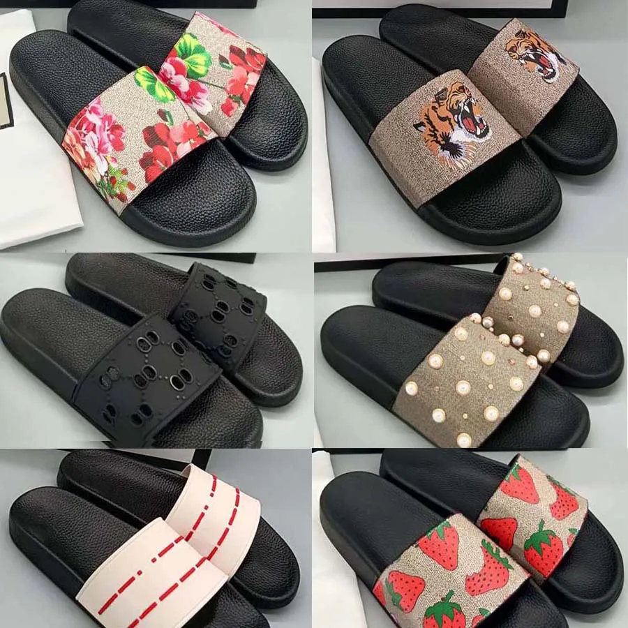 

Designer Slippers Women Men Slide Rubber Blooms Floral Sandals Rubber Beach Summer Slipper Flat Thick Sole Bathroom Home Shoes Luxury Slippers Size Eur 35 to 46, #17