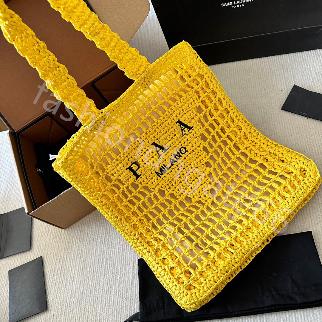 

Designer Pradas Bags Luxury Straw Bag stylishyslbags Women Plaited Raffia woven bag Large Capacity Casual Tote Handbag Hollow Summer Beach Vacation Shoulder Bag