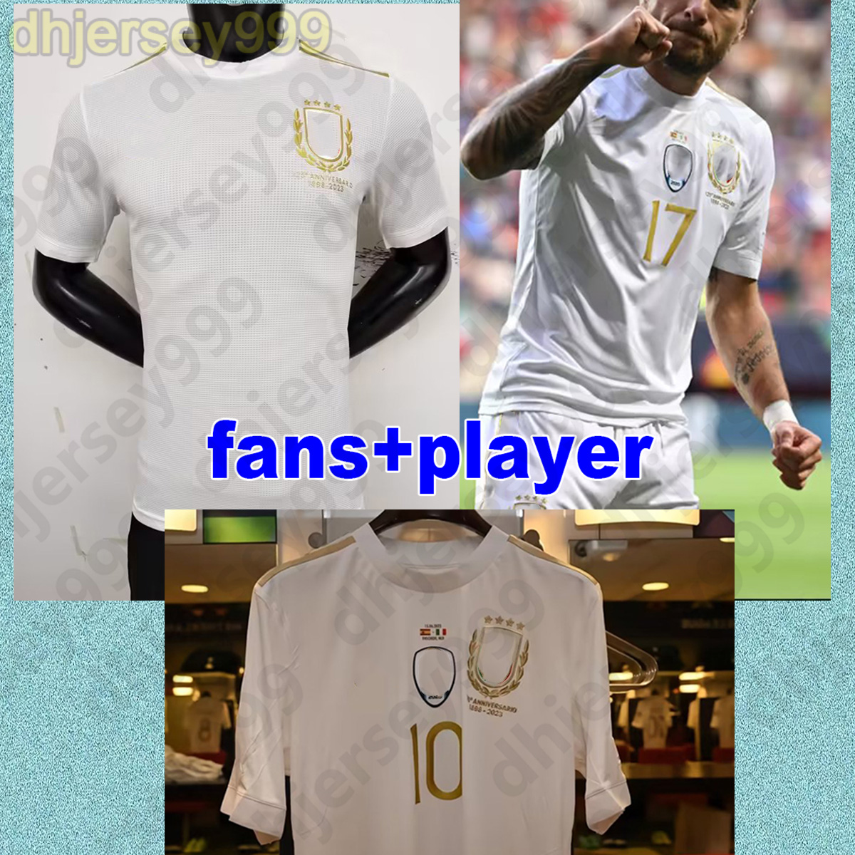 

2023 italy 125 Years Anniversary soccer jerseys 125th Italia 23 24 maglie da calcio VERRATTI CHIESA GNONTO football Shirt LORENZO PINAMONTI POLITANO uniforms 12, Home kids sock