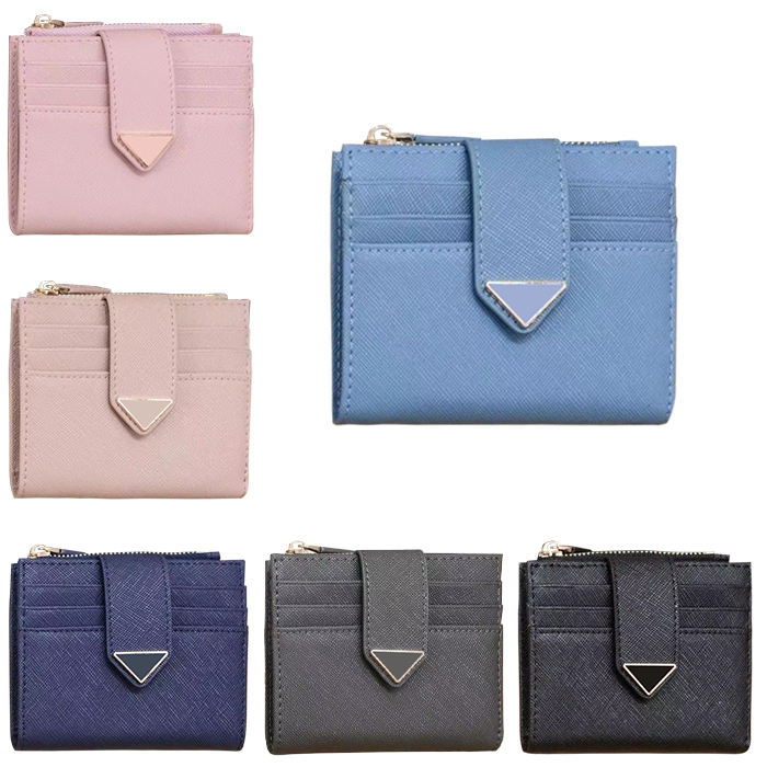 

Top quality Genuine Leather 7 colors Key Wallets Triangle prad Credit card Card Holders Womens purse Designer banknote Wallet mens travel bag Coin Purses Clutch bags, Grey