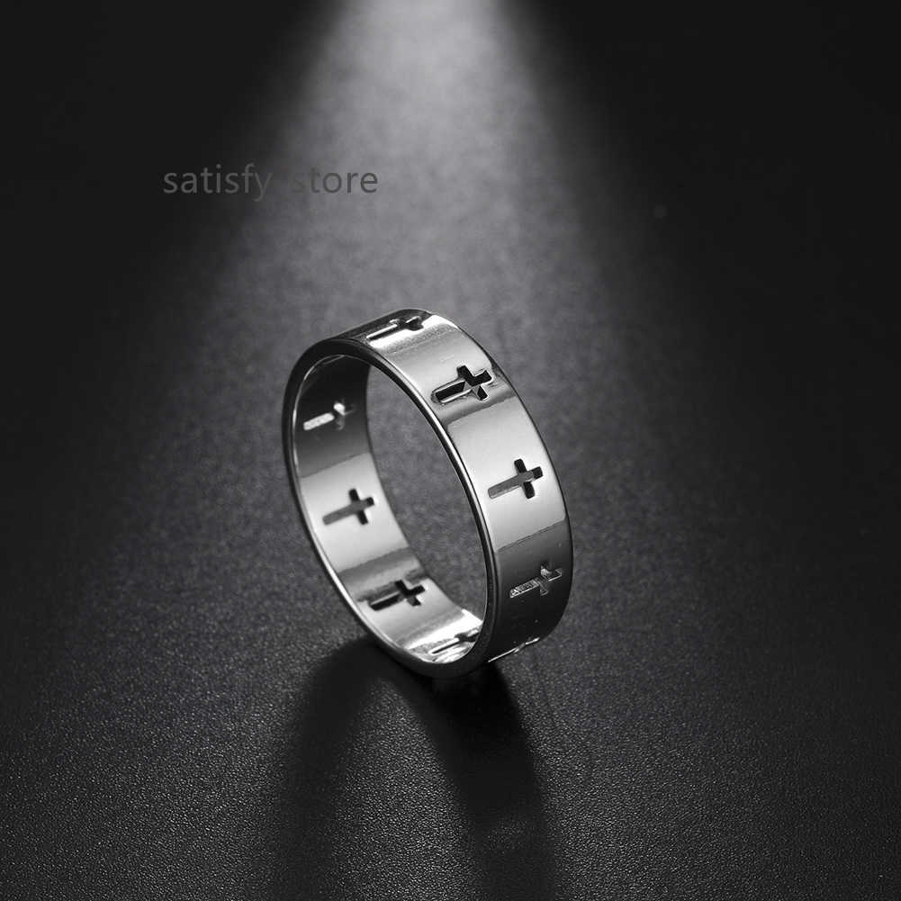 

Stainless Steel Couple Rings Silver Color Supernatural Cross Women's Men's Ring Engagement Wedding Gift Fashion Jewelry