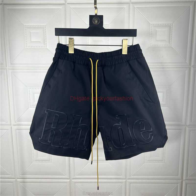 

Designer Short Fashion Casual Clothing Beach shorts Rhude High Street Trendy Embroidery Letter Pant Rope Popular Fashion Shorts Mens Work 54 Shorts Summer Joggers S, Black