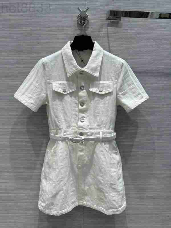 

Runway Dresses Designer Milan Dress 2023 New Summer Autumn Lapel Neck Fashion Brand Same Style 273U, White