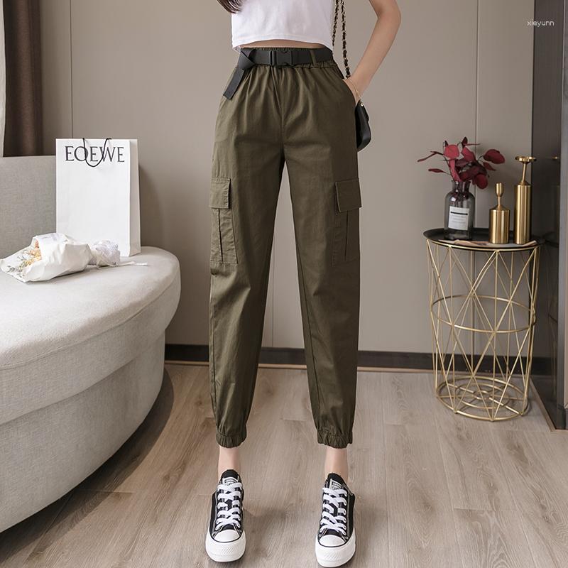 

Women' Pants Women' Sports Sportswear Harem Casual Loose Trousers Korean Fashion High Waist Belt Ankle-Length Cargo, Black