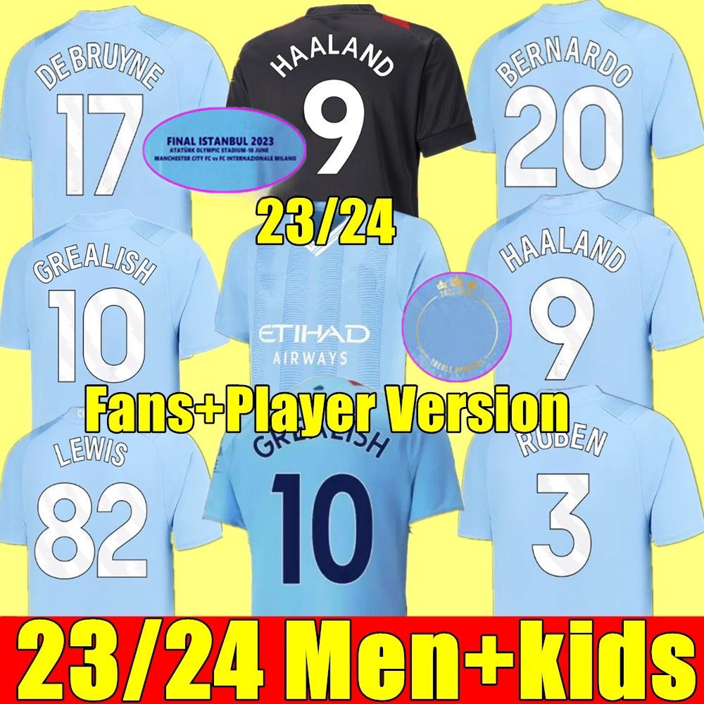 

HAALAND soccer jersey 22 23 24 DE BRUYNE MANS CITIES GREALISH MAHREZ FODEN 2023 Special football shirt men kids kit sets ALVAREZ uniforms 116, 22/23adult 3rd sponsor+league patch