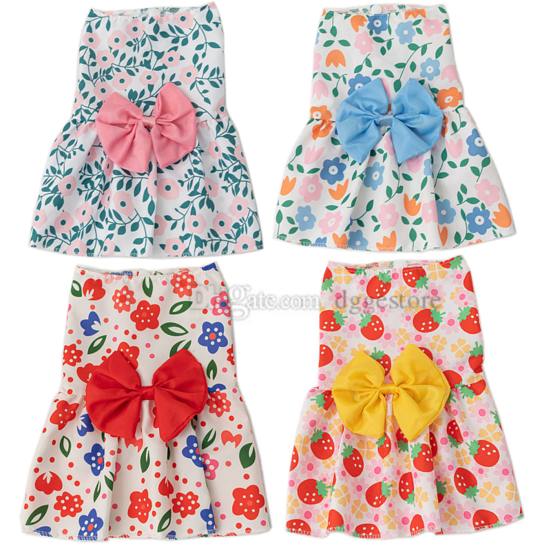 

Dog Dresses Floral Puppy Skirt Pet Princess Bowknot Dress Cute Doggie Summer Outfits Pets Clothes for Small Dogs Yorkie Poodle Female Cat 5 Color Wholesale S A754, As follows
