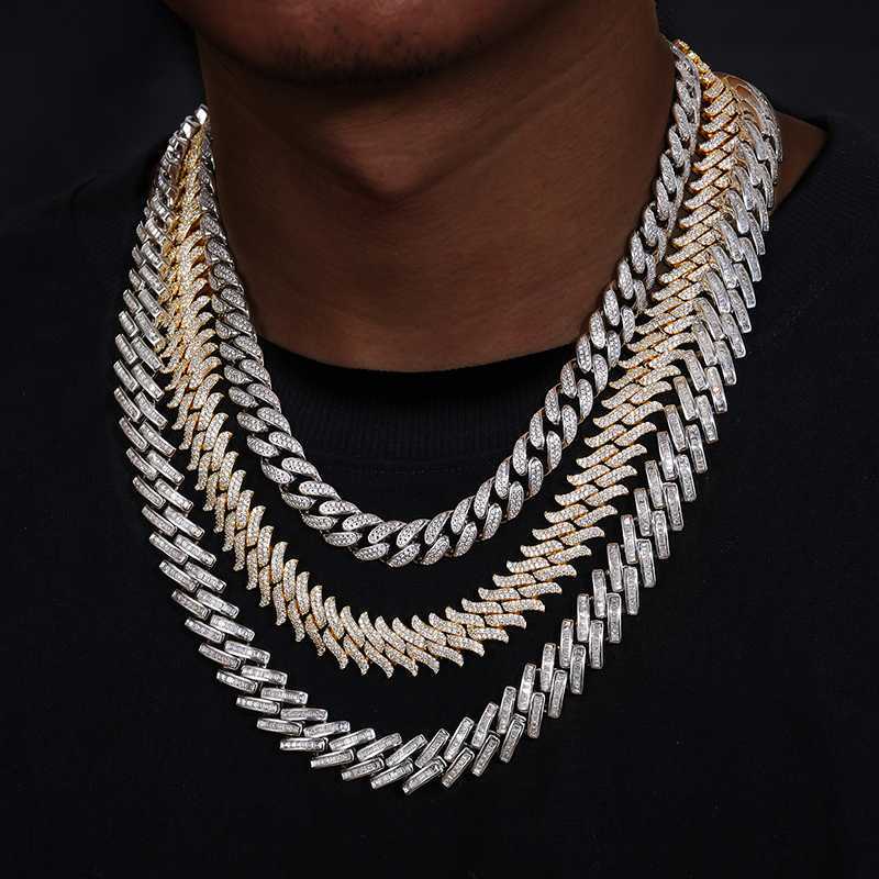 

9-16mm Hiphop Chain 925 Sterling Silver Vvs Moissanite Diamond Iced Out Miami Cuban Link Chain Necklace for Men