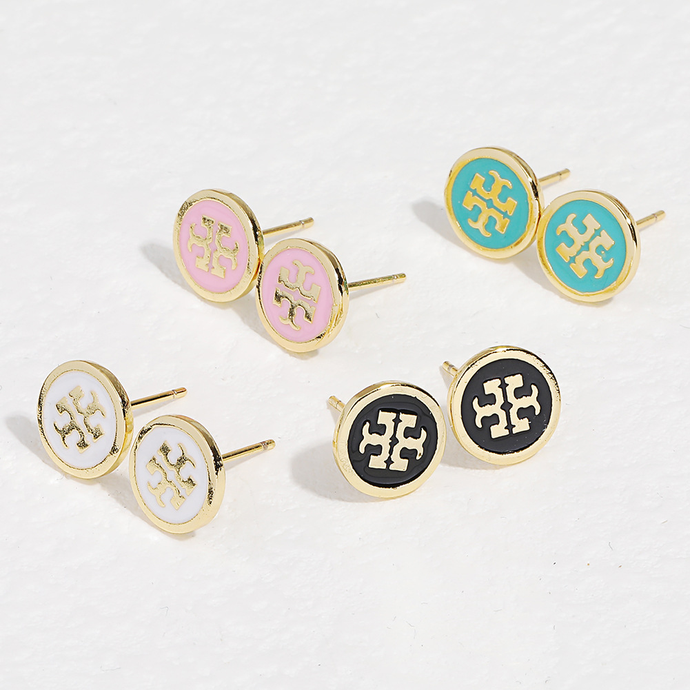 

Designers White Black Enameled TB Stud Earring Jewelry for Women Gift