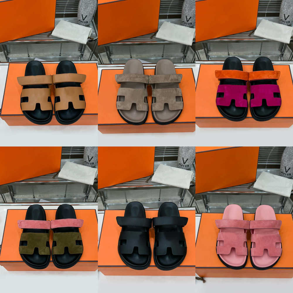 

Top Designer Chypre Sandals Men Women luxury sandalias Genuine Leather H Suede Slippers Thick Bottom Flip Flops Summer Calfskin Platform Slides flats mules loafers, Hms620-1