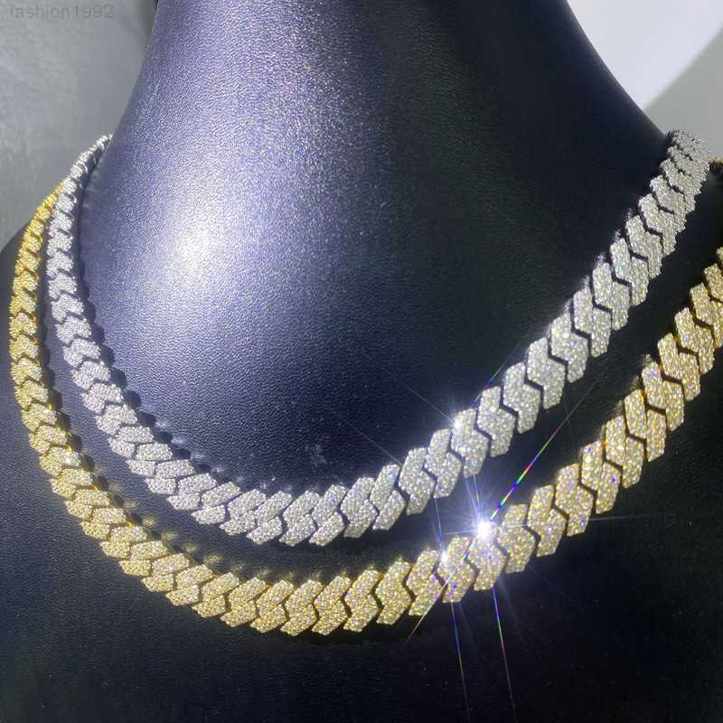 

Sterling Silver 10mm Moissanite Prong Cuban Chain Moissanite Necklace