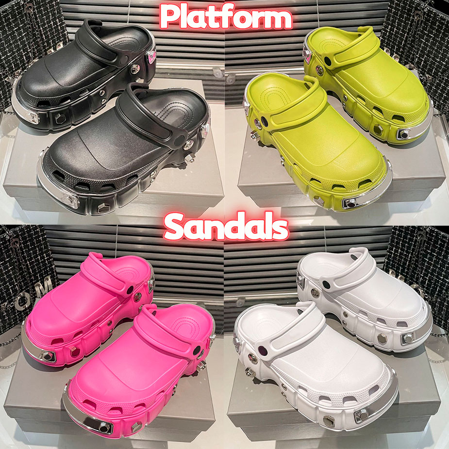

New sandals Hardcroc Platform Mule Sandal fluo yellow black white purple fuchsia brown mens womens designer slippers slides summer beach slipper outdoor slide, 06 brown
