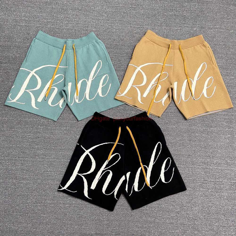 

Designer Short Fashion Casual Clothing Beach shorts Rhude Letter Jacquard Drawstring Woolen High Street Shorts Joggers Sportswear Outdoor Fitness Running Street, Blue