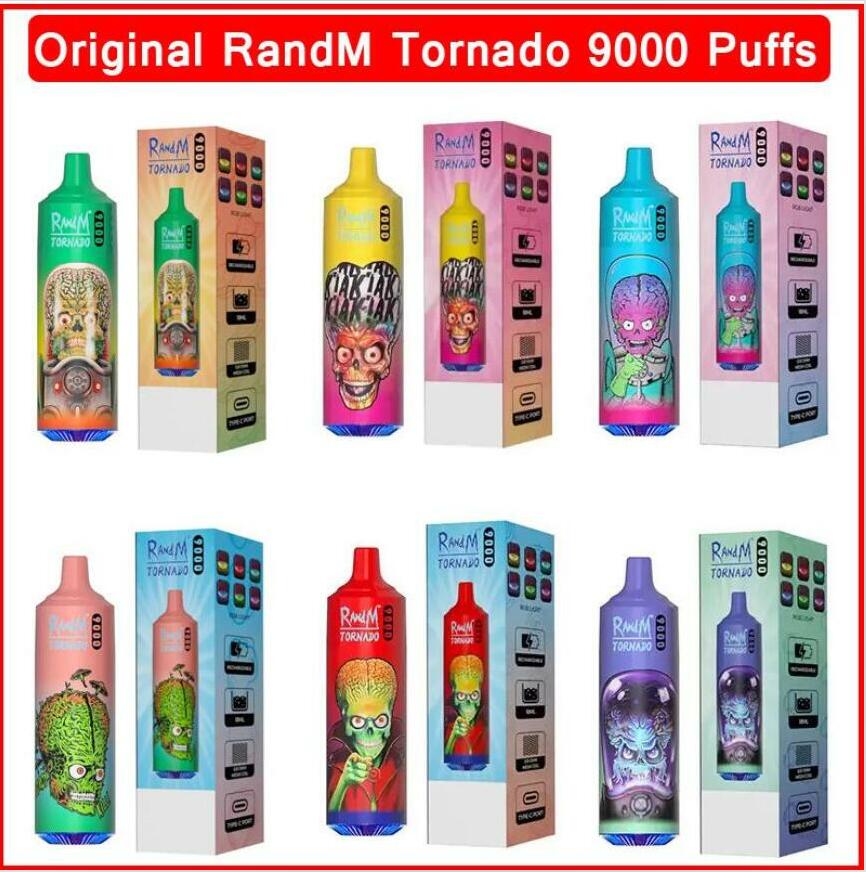 

2023 100% Original RandM Tornado 9000 Puffs Disposable E-cigarettes 18ml 9K Vape 0/2/3/5% Rechargeable 850mAh Battery 43 Flavors VS 7000 10K Puff Flex PRO 2800 1600 5000, Multi