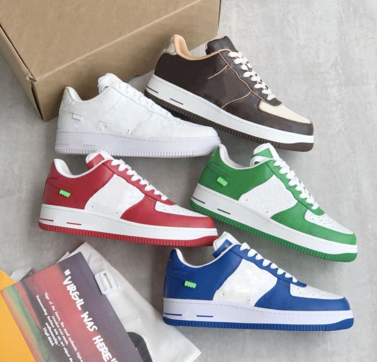 

Designers Flower 1 Low Shoes Luxury Classic Mid White Royal Black Yellow Red Orange Blue Green Purple Metallic Gold Silver Men Women Sports Sneakers With Original box