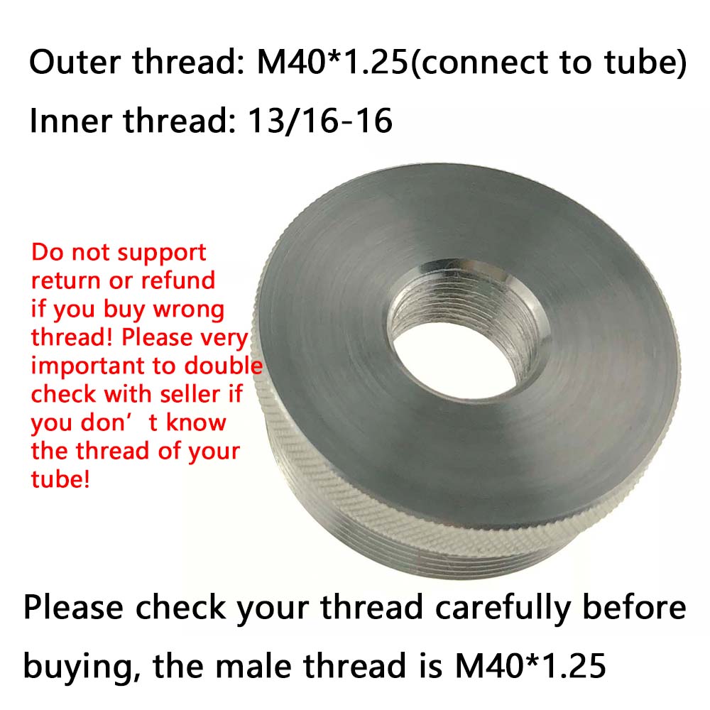 

Stainless Steel 13/16-16 to M40*1.25 End Cap Adapter Ring Convertor for 1.7x10 Inch or 1.7*9 Inch Solvent Trap Cleaning Tube Filter