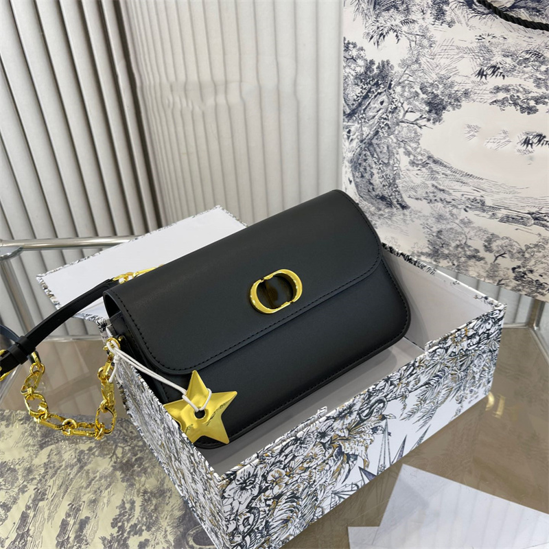 

Luxury Shoulder Bag Women Cross Body Bags With Box Genuine Leather Classical Lady Purse Star Pendant Letter Prints Messenger Handbag, Black