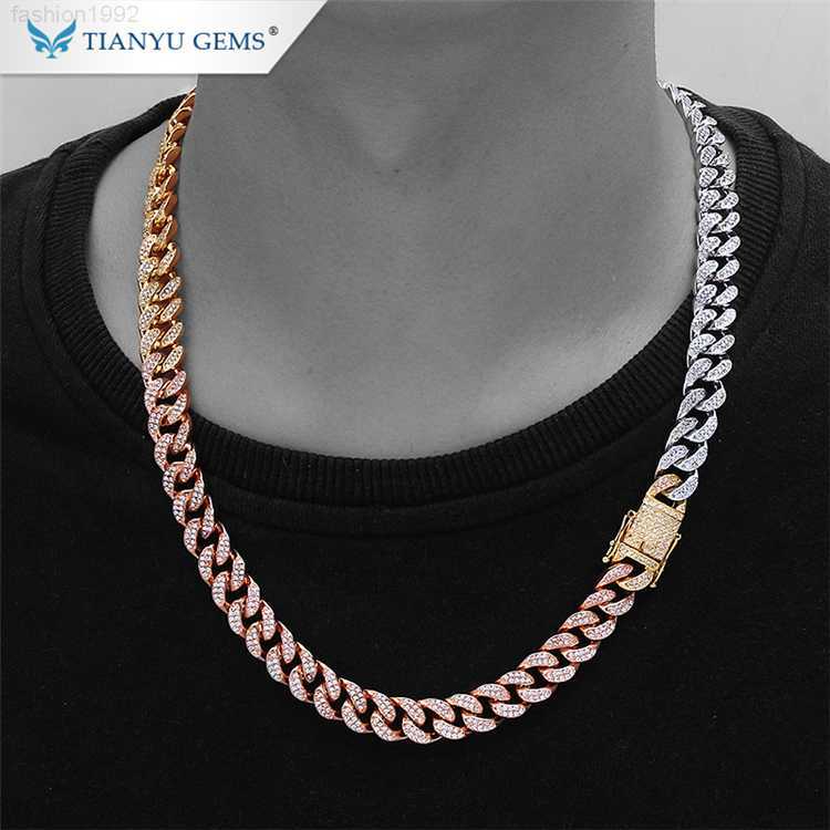 

Tianyu Hot Sale Mens Moissanite Necklace Designs Cuban Link Chain Silver Plated White/rose/yellow Gold Moissanite Diamond Chain