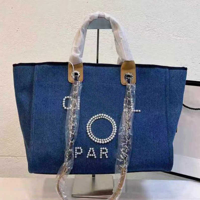 

Classics Women's Luxury Hand Bags Ch Embroidered Brand Handbag Female Pearl Beach Bag Big Shopping Small Backpacks Canvas Chain Backpack Evening Handbags 6xcs
