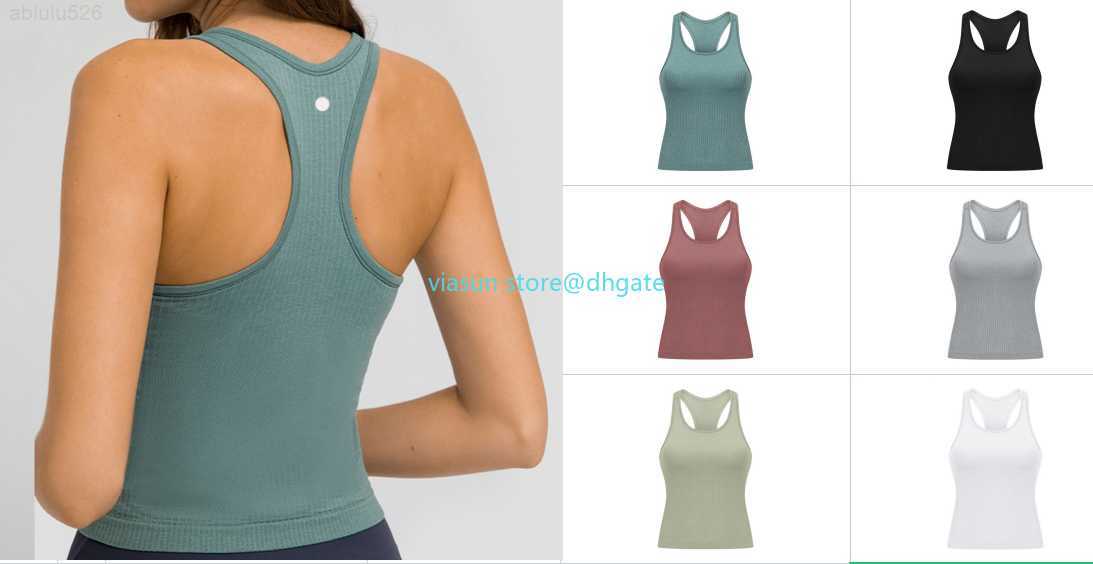 

LL Gym Yoga Bra Backless Crop Top Women Crew Neck With Gym Off Shoulder Sexy lululemens Tank Tops Fitness Cami Casual Summer, Have logo