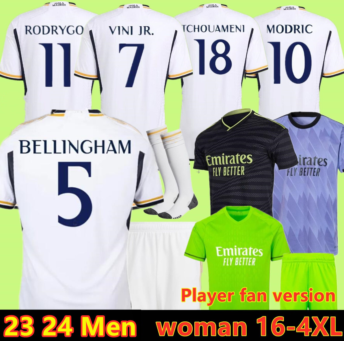 

3XL 4XL 23 24 fans Player Version Soccer Jerseys BENZEMA RODRGO BELLINGHAM 2023 2024 VINI JR football shirt camiseta futbol men kids kit women MODRIC rEAl maDriDS