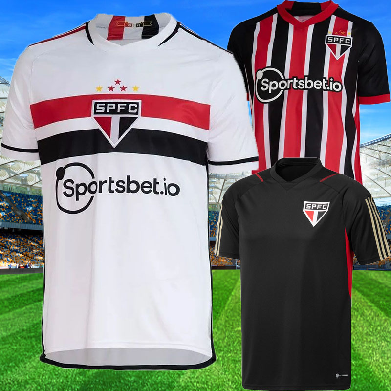 

2023 2024 Sao Paulo CALLERI soccer jerseys LUCIANO Rafinha ALISSON PABLO MAIA home away football shirt uniforms camisetas maillot kids kit, Away + patch1