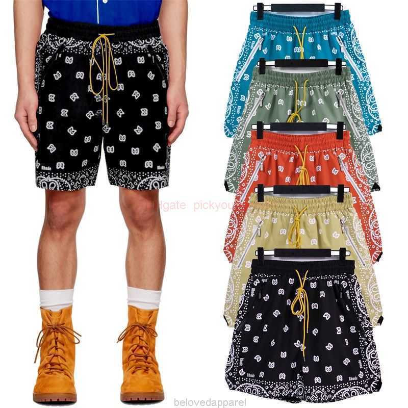 

Designer Short Fashion Casual Clothing Beach shorts Rhude 2023ss Springsummer New American High Street Fashion Brand All Over Print Loose Relaxed Sports Shorts for, Black