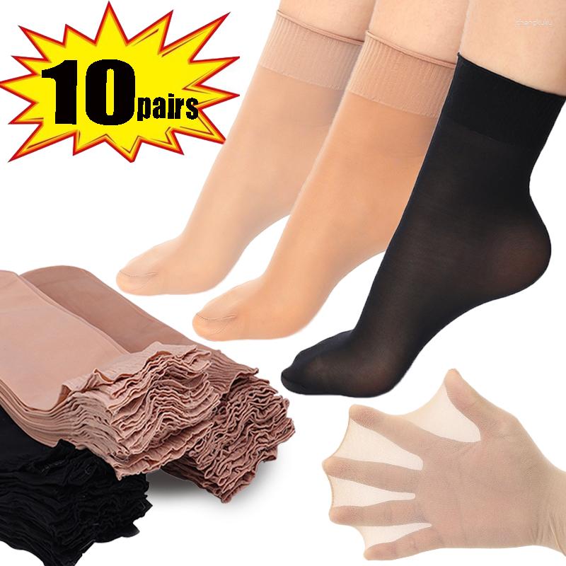 

Women Socks 10Pairs Summer Short Silk Lady Sexy Ultra-thin Ankle Stocking Ruffled Sock Nylon Breathable Sox Simple Hosiery Accessories, 1pair-skin tone