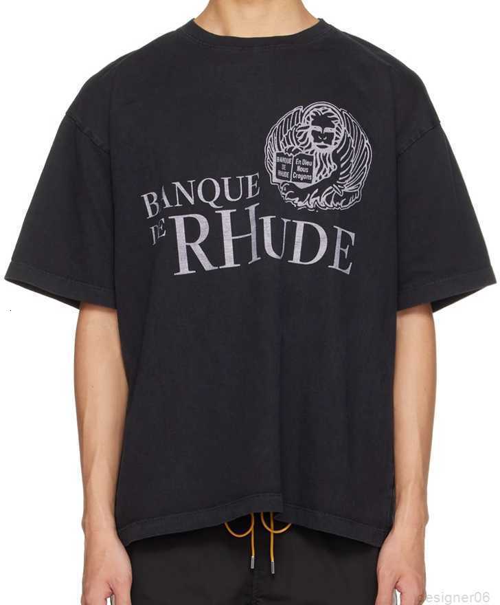

Designer Fashion Clothing Tees Hip hop TShirts Rhude Men's Simple Printing Popular Summer Women's Loose Couple Pure Cotton Half Sleeve T-shirt Loose Streetwear, Black