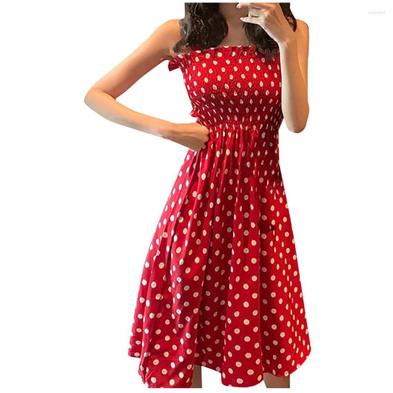 

Casual Dresses Fashion Women Loose None Sleeve Polka Dot Shoulder Plus Size Dress Women' For 2023 Evening, Black