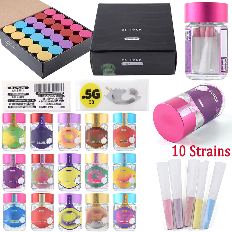 

10 Strains Baby J Glass Jar Empty Wax Oil Concentrate Container High Quality E Cigarettes Accessories Dry Herb Tobacco Storage Bottle