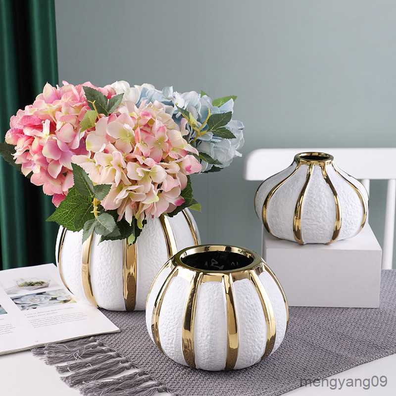 Planters Pots Platinum Vase Modern Simple Home Decoration Flowerpot Phalaenopsis Basin Nordic Gold Tracing Flower Arrangement Vase Factory L26052-image-877987862