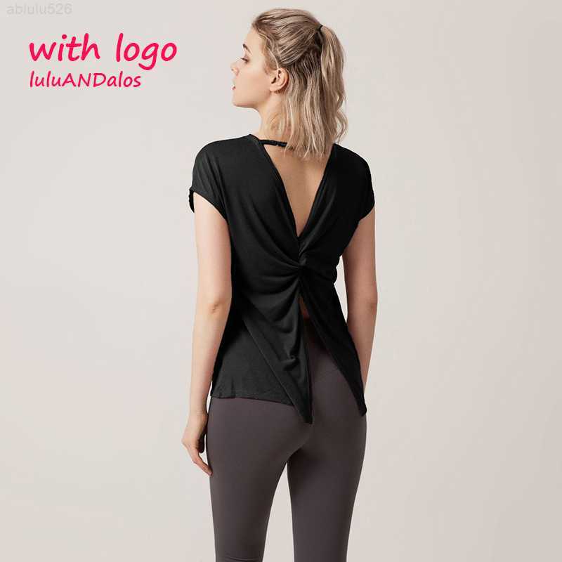 

Yoga clothes women' loose running sports short sleeve top fitness smock, Black