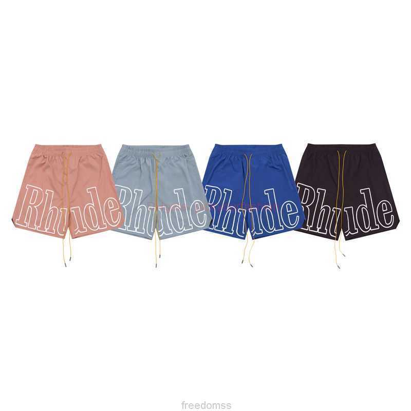 

Designer Short Fashion Casual Clothing Beach shorts Rhude American Letter Printing Quick Dry Waterproof Drawstring Shorts Summer Loose High Street Breathable Cas, Powder