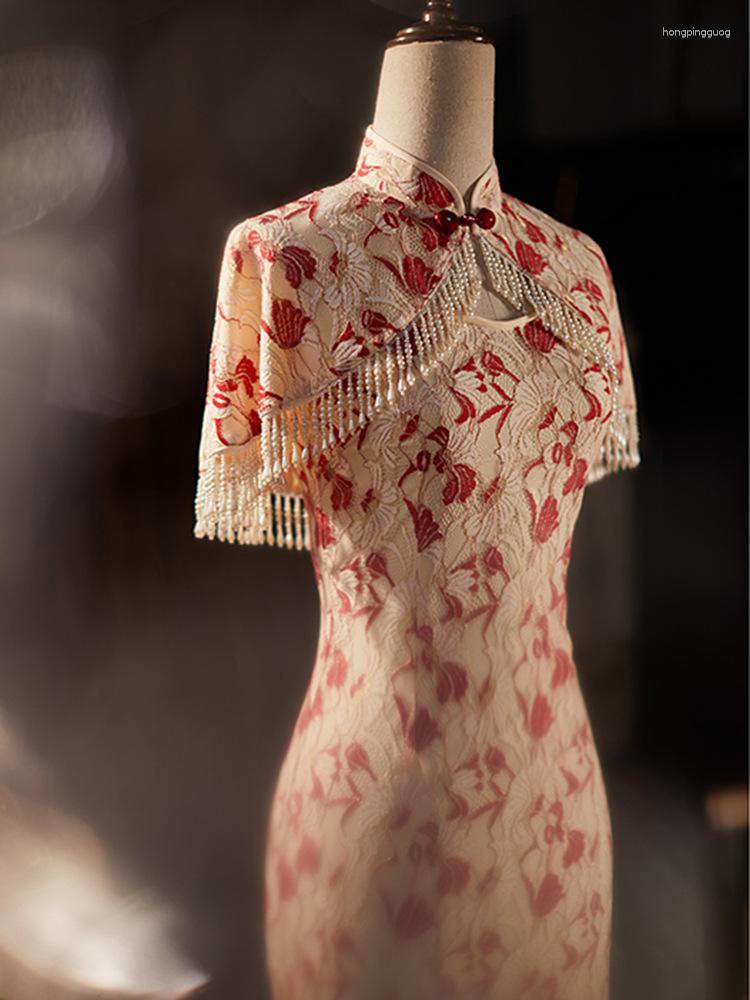 

Ethnic Clothing Bride Improved Cheongsam Elegant Temperament Chinese Style Qipao Performance Toast