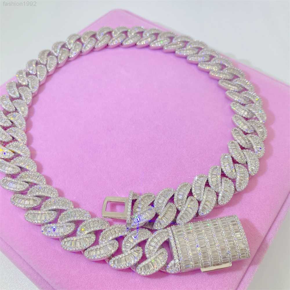 

Hip Hop Big Heavy Personalized 20mm Baguette Vvs Moissanite Diamond Miami Cuban Link Chain Necklace Men
