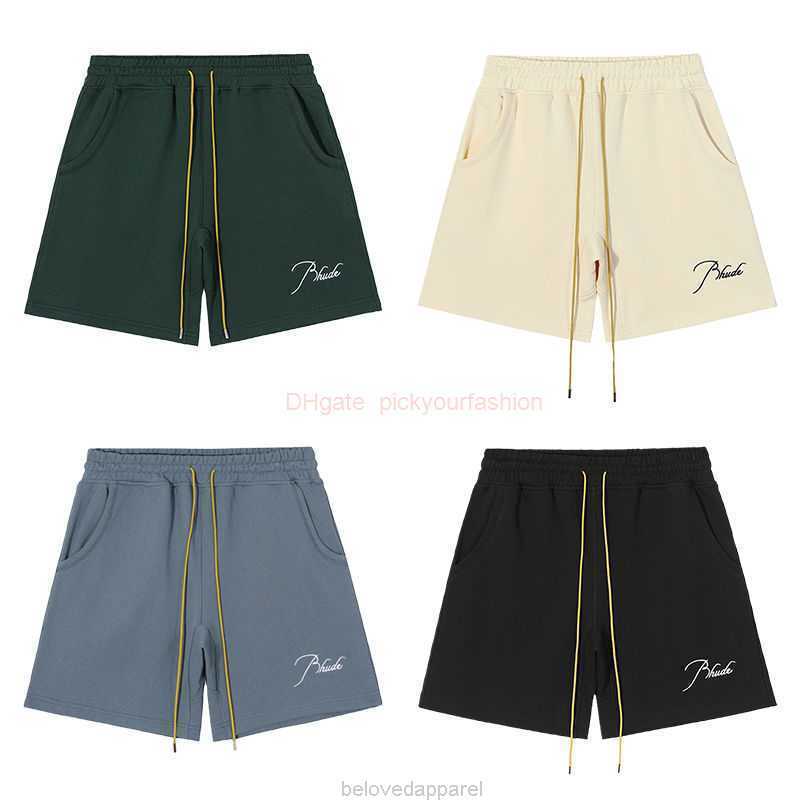 

Designer Short Fashion Casual Clothing Beach shorts Rhude High Street Fashion Brand Drawstring Shorts American Casual Embroidery Letter Sports Casual Capris Jo, Rhude shorts with rice apricot