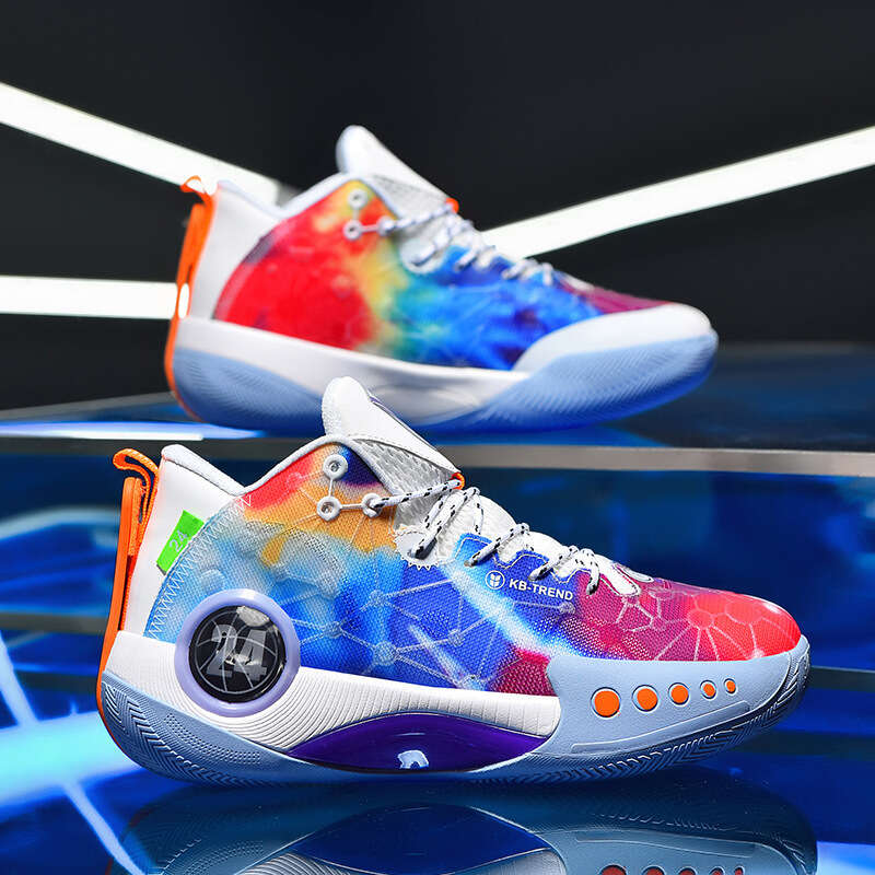 

Phantom 3 Reflective Shock Absorbing Basketball Shoes for Youth Mens Fashion Sneakers Rainbow Color, Black