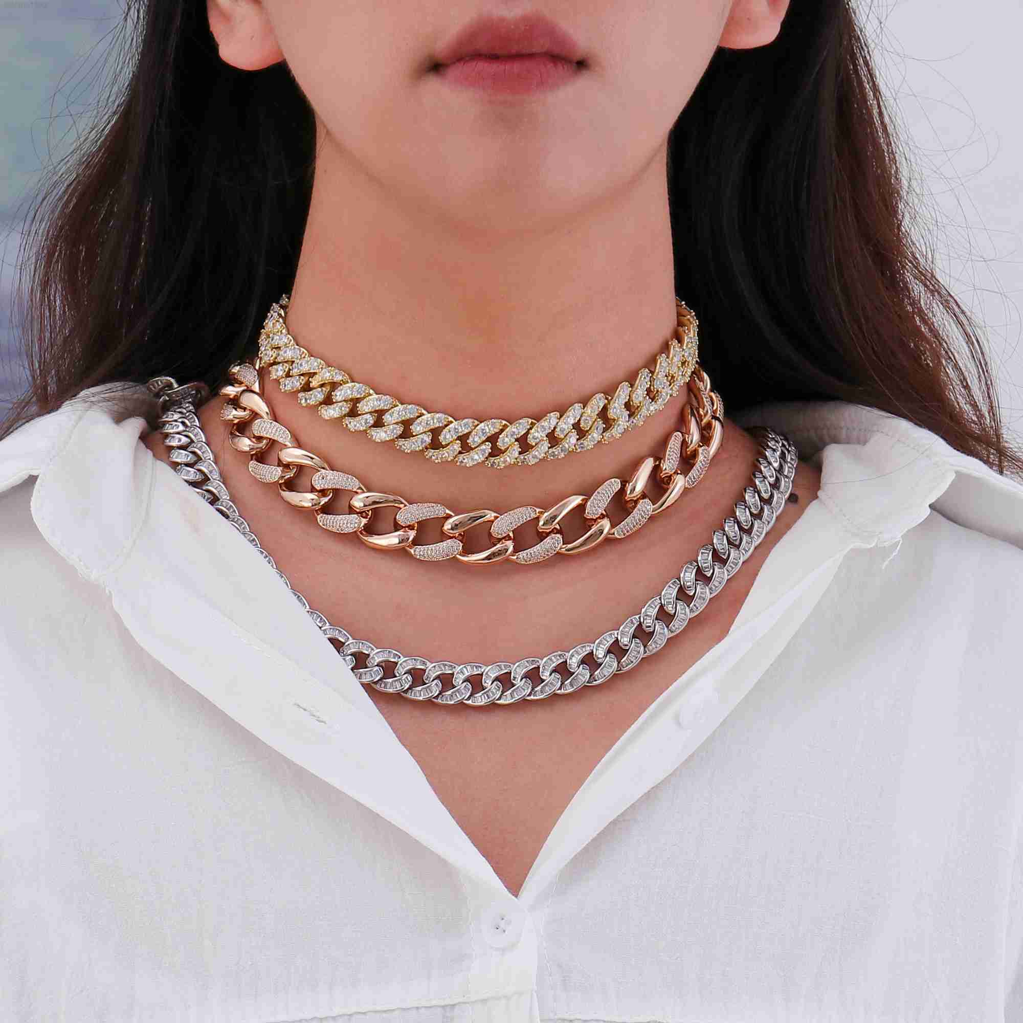 

American Ice Out Cuban Link Chain Custom Silver Gold Plated Vvs Moissanite Diamond Miami Chain Necklace
