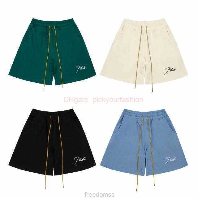 

Designer Short Fashion Casual Clothing Beach shorts Rhude Drawstring Embroidered Shorts High Street Trendy Brand Loose Casual Summer Mens Womens Sports Capris Jog, White