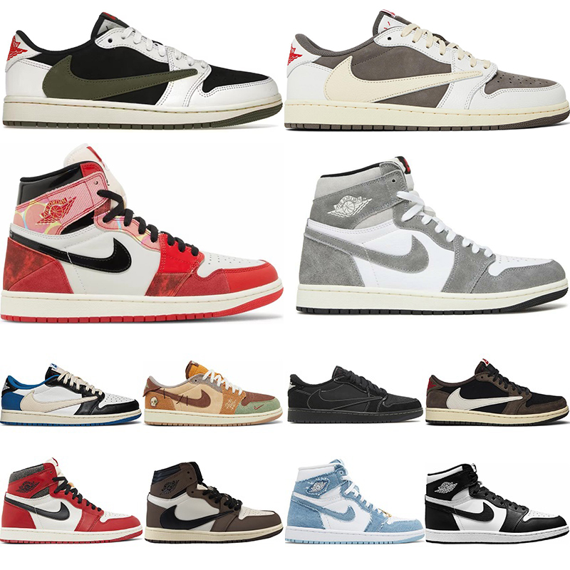 

Nike Air Jordan 1 Basketball Shoes Retro 1s Yellow Toe OG Denim Light Smoke Grey Travis Scott Low Reverse Mocha Heirloom Off White UNC Men Women Size 36-47, Shoebox