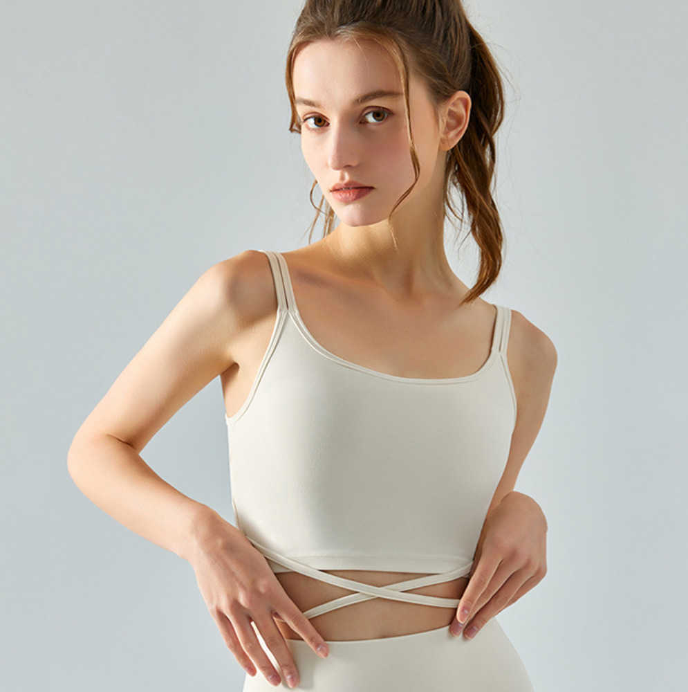 

Yoga Sports underwear women's fixed chest Pad Fitness vest Bra tight topaa luluww, Black